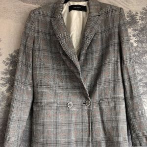 Zara Gray Prince of Wales Plaid Blazer Jacket